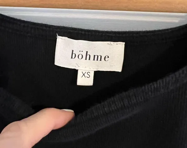 Bohme Black Scoop Neck Short Sleeve Ribbed Body Suit. Size XSmall. - Image 6