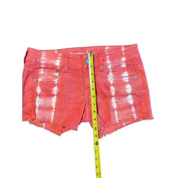 American Eagle Jean shorts Pink Womens Size 4 Stretch Tie Dye Y2K - Image 6