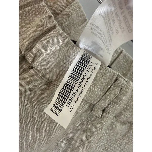 Quince 100% European Linen Pants Flax Beige Straight Leg Elastic Waist M - Image 6