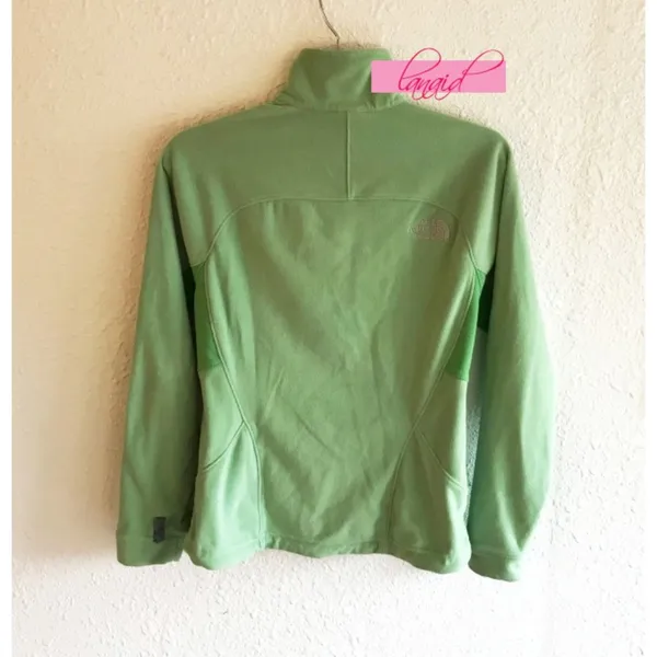 The North Face TKA 100 Full Zip Fleece Jacket Lime Green Fuzzy Teddy Warm Coat - Image 2