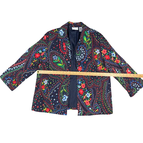 Alfred Dunner Colorful Floral Paisley Print Open Front Jacket‎ Blazer Size 14 - Image 4