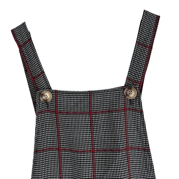 Missguided Playsuit Romper Black White Houndstooth Plaid Dark Academia Size‎ 10 - Image 4