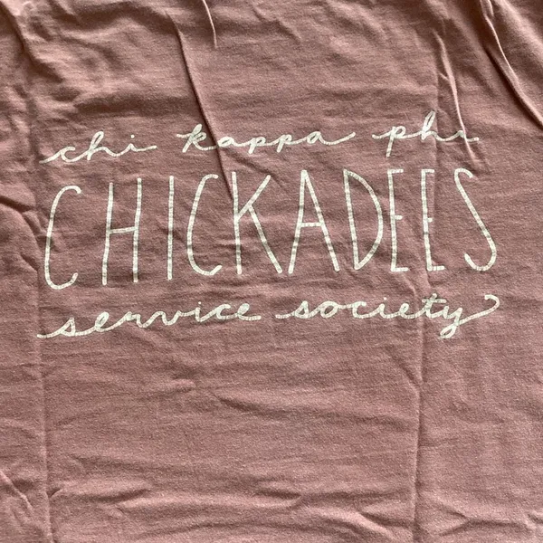 Comfort Colors Chi Kappa Phi Chickadees T-Shirt Bow Size Small Yam Brown EUC - Image 8