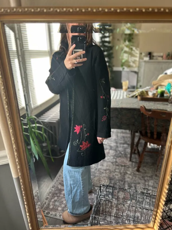 Nordic traders wool vintage floral jacket Black - Image 4