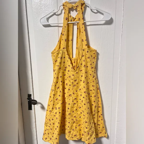 NWT ASOS Ditsy Floral Halter cotton linen blend mini dress size 4 - Image 4