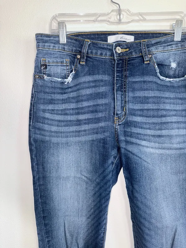 KanCan Frayed Ankle Skinny Jeans Dark Wash High Rise Distressed - Image 4