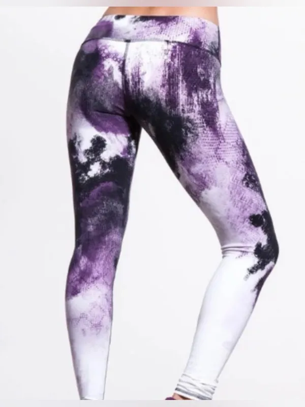 ALO Yoga Purple Black Abstract Tie Dye High Rise Leggings Size S - Image 9