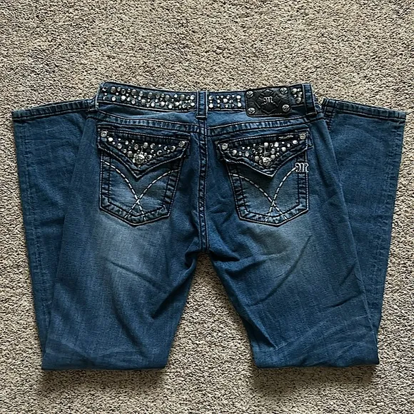 Miss Me Sexy Gems Sand Washed Blue Denim Skinny Jeans Pants **Size 30** 🔥🔥 - Image 2