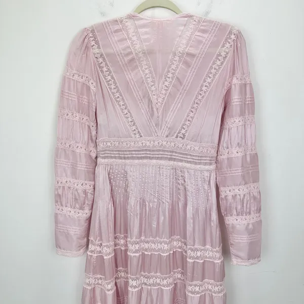 LoveShackFancy Ellitia Dress Victorian Lace Maxi Light Lilac Viscose US 0 NWT - Image 14