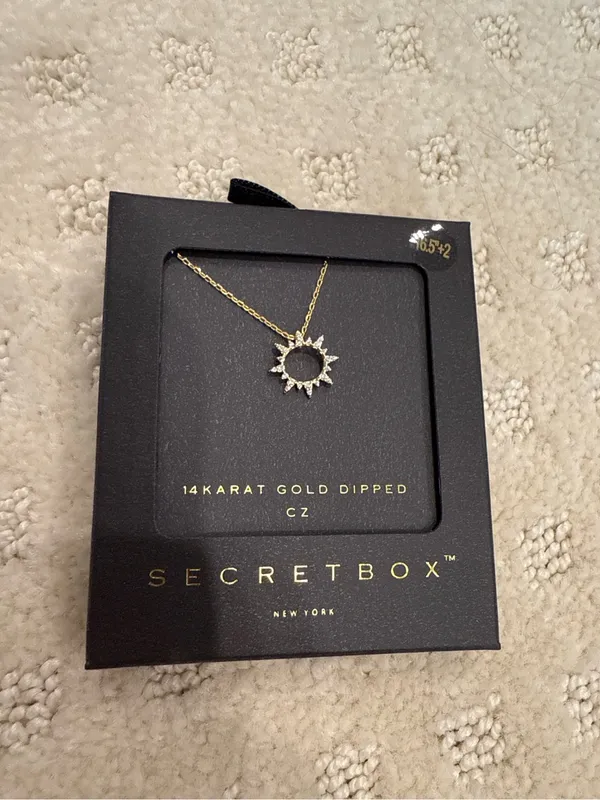 Secret Box New York 14K Gold Dipped CZ Sunburst Pendant Necklace NWT - Image 2