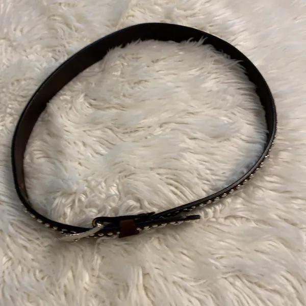 Leather Belt brown color so beautiful with silver buckle excellent condition 45” - Image 9