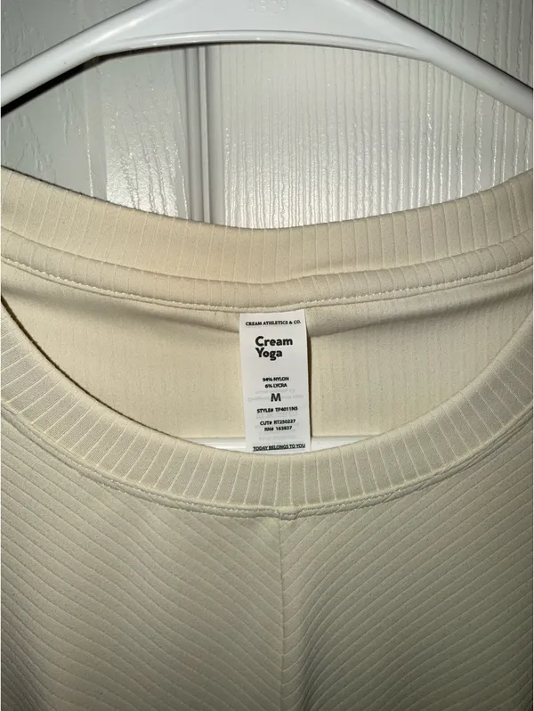 Cream Yoga Ribbed Twist Front Tan Size M - Image 3