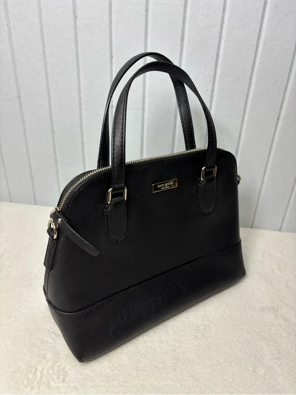 kate spade Cow Leathet‎ Black Dome Classic Satchel /Crossbody with gold hardware - Image 11