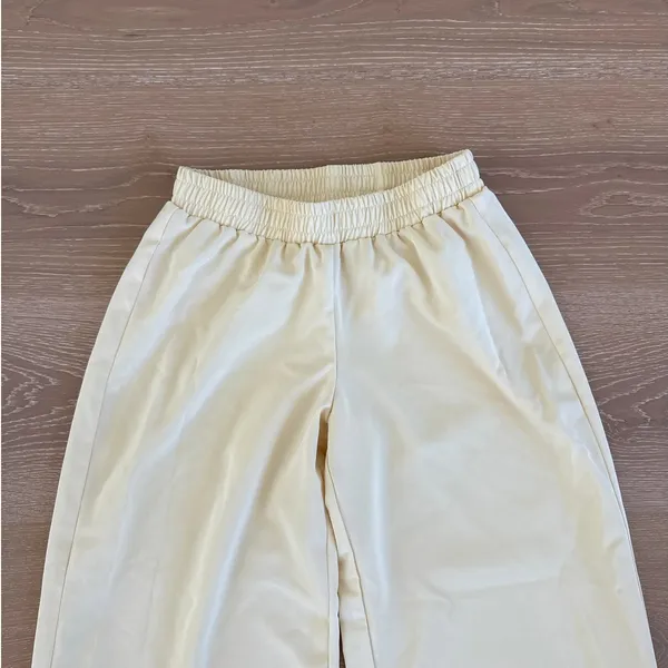 White Fox Pants Wide Leg Way She Walks Size S Yellow - Image 2