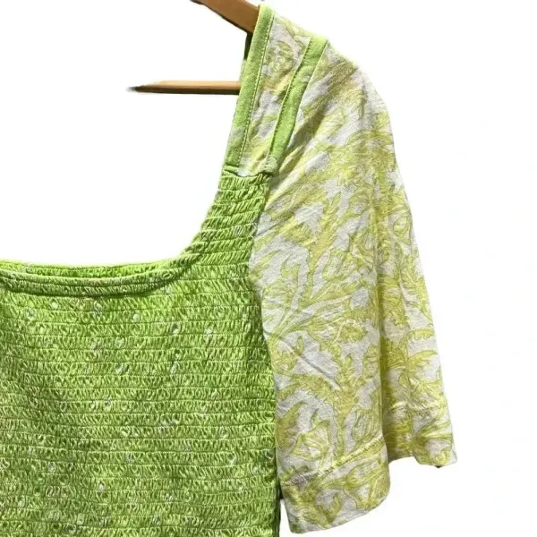 Free People‎ Marigold Smocked Lime 3/4 Sleeve Top Small - Image 3