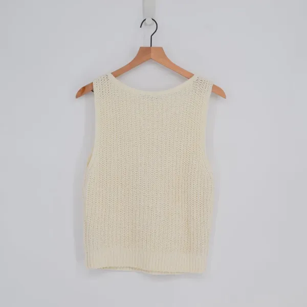 Abercrombie & Fitch Bare Shaker Sweater Tank Cream S Chunky Knit Sleeveless Knit - Image 3