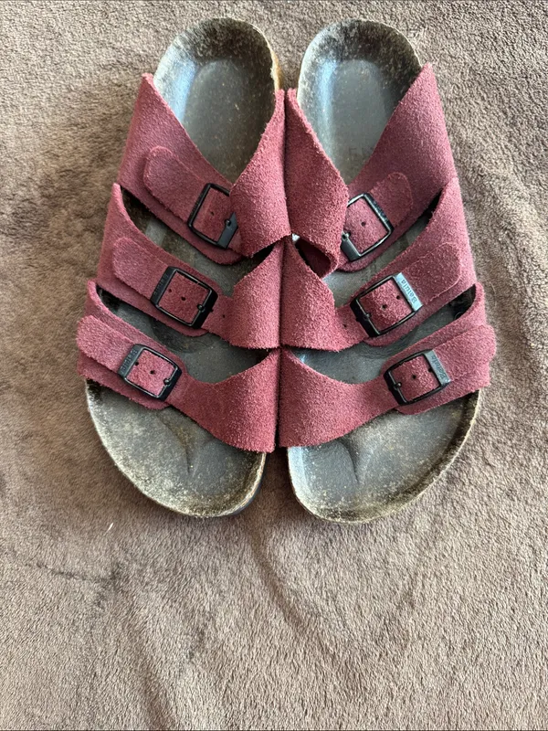 Betula by Birkenstock Women's Triple-Strap Suede Sandals in Wine - Image 12