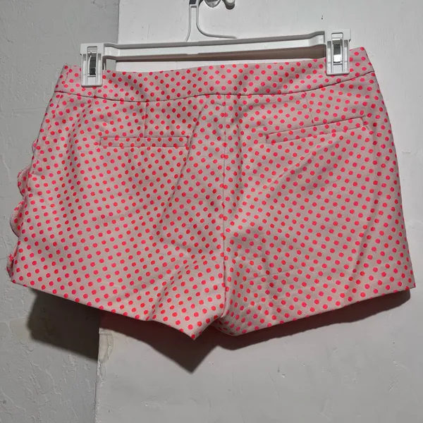 J Crew Womens Shorts Coral Pink Polka Dot Scalloped Pockets, Size 4 - Image 4