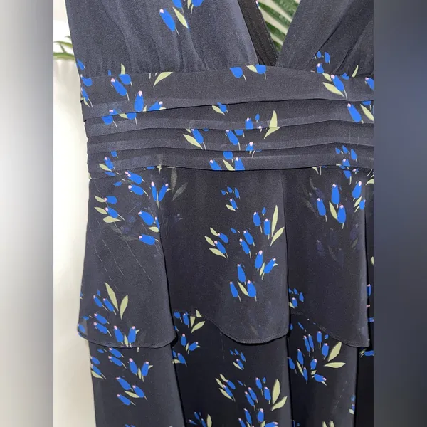 AMUR Fionna Tiered Ruffle Sleeveless‎ Midi Dress Black Floral Women's Size 6 - Image 8