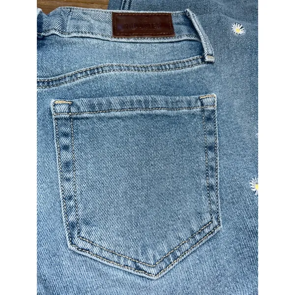 Hollister Daisy Embroidered Jeans Size 0R High Rise Straight Leg Light Wash - Image 9