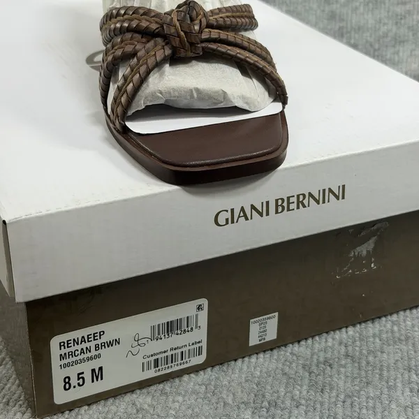 Giani Bernini Size-8.5M Renaee Women's Brown Woven Block Heel Sandals - Image 8