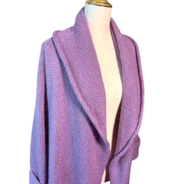 Soft Surroundings Telluride Topper XS Purple Mohair Wool Oversized Long Cardigan - Image 2
