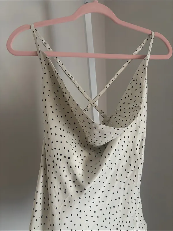 Anthropologie Conditions Apply Paulina Bias Cami Cream Polka Dot Cowl Neck Sz 1X - Image 4