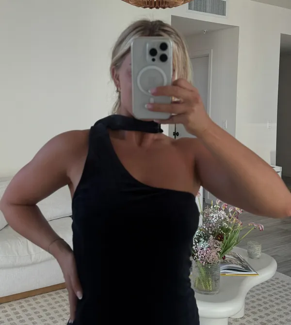 Motel Rocks One Shoulder Neck Tie Mini Dress - Image 3