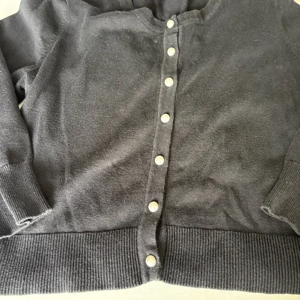 Karl Lagerfeld Black  pearl Button-Up Cardigan medium - Image 2