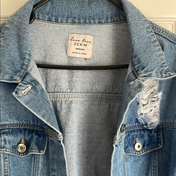Distressed Love Tree Denim Jacket - Image 2