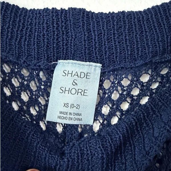 Shade & Shore Women’s XS Navy Blue Crochet Wide Leg Swim Cover Up Pants - Image 5