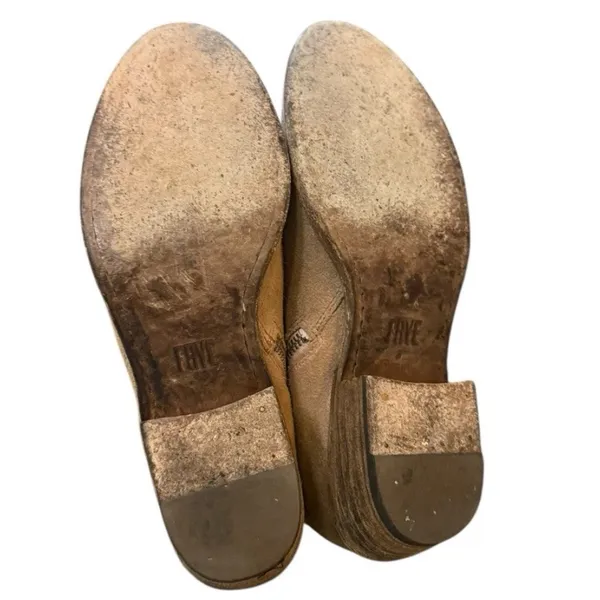 Frye Womens Booties Size 6 Tan Leather Side Zip Boots - Image 9