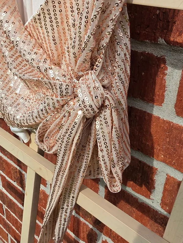 Grace Karin Rose Gold sequin Camisole Wrap top with Tie Side Small - Image 5