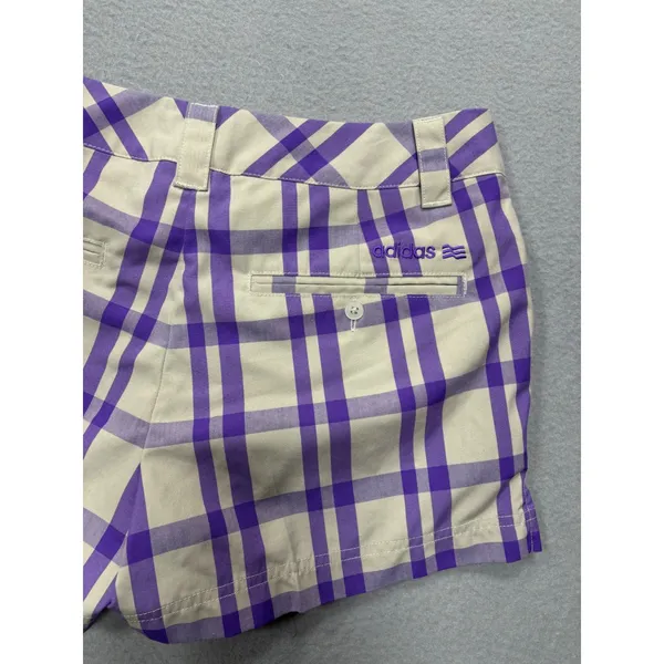 Adidas Golf Shorts Women 8 Purple Plaid Checkered‎ Athletic Sporty Colorful - Image 10