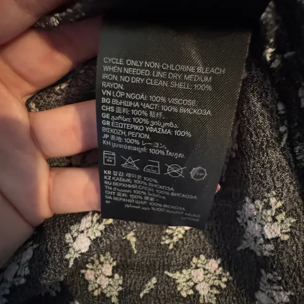 H&M Dark‎ Floral Milkmaid Puff Sleeve Maxi Dress L Ruffle Fairy Cottage Whimsigoth - Image 8