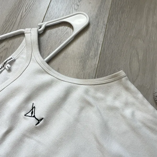 Reformation Tank Top organic cotton martini embroidered nova womens White small - Image 5