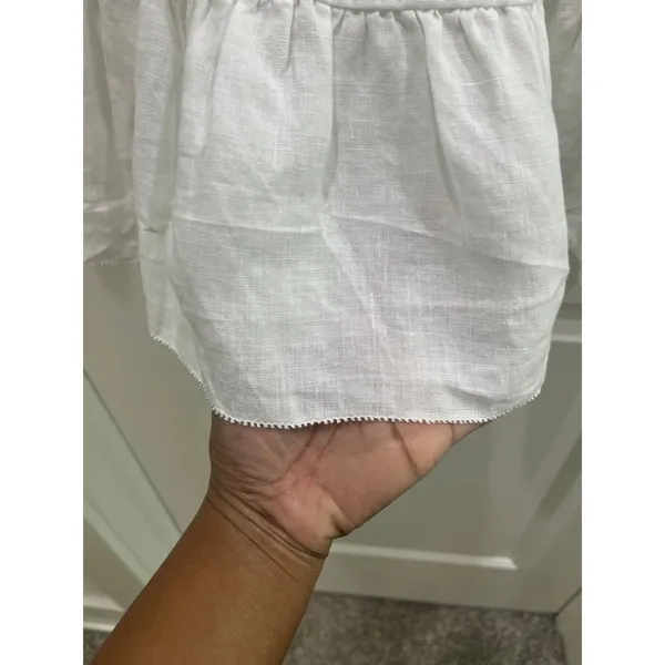 Aritzia Wilfred Tempest White Organic Linen Mini Dress Sz S - Image 6