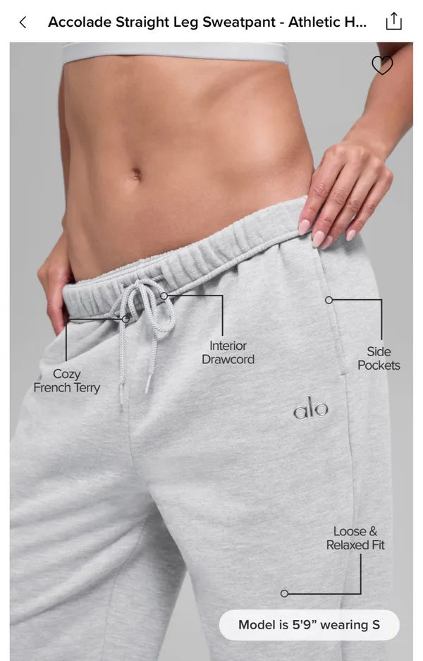 Alo Sweatpants Yoga Accolade Straight Leg Grey - Image 2