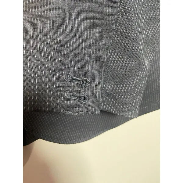 J Crew Pinstripe Wool‎ Blazer Navy Blue Womens Jacket Two Button Size 6 Office - Image 4