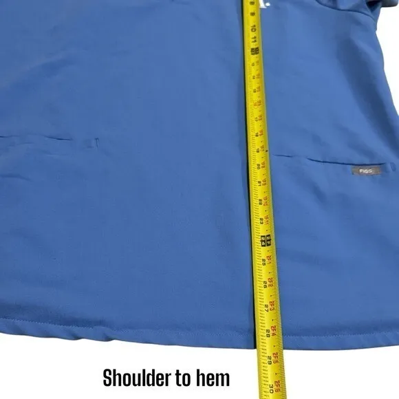 Figs Casma Three Pocket Scrub Top in Color Ceil Blue Monogram M Medical XL - Image 13