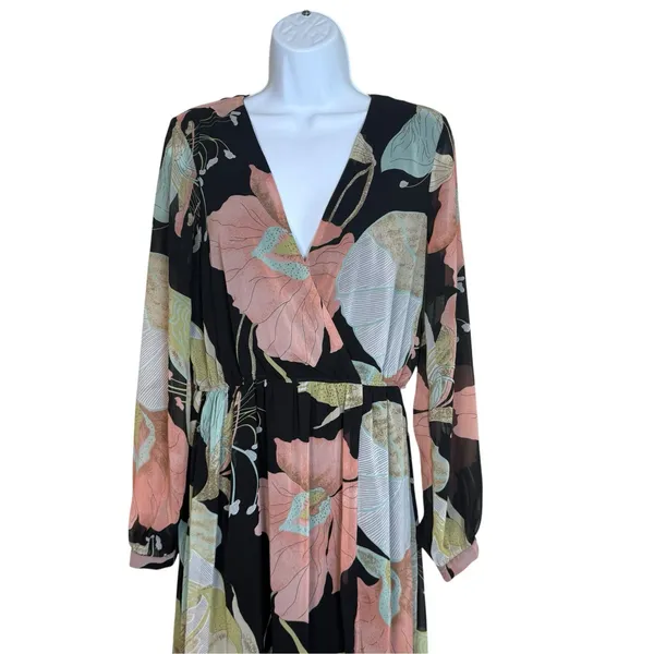 Lulu's Wonderous Water Lilies Maxi Dress Medium Boho Floral Garden Flower Party - Image 4