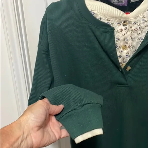 😎😎😎3 for 12$😎😎😎Premier Forest Green Polo with Floral Collar - Image 5