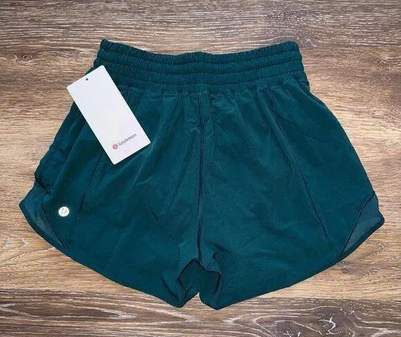 Hotty Hot Shorts High Rise 4” Lined Storm Teal Size 4 NWT - Image 2