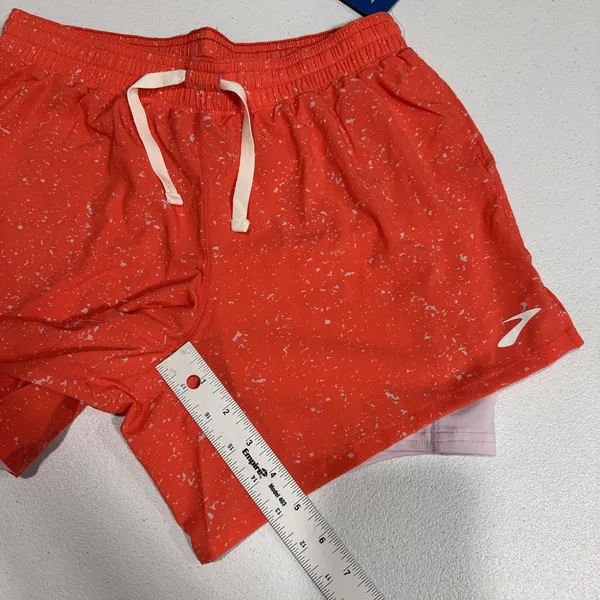Brooks Women's Moment 5" Running Shorts 2 in 1 Athletic Orange Speckled Size XS - Image 12