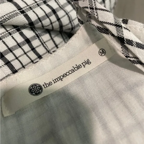 The Impeccable Pig Black & White Plaid Tie-Front Mini Dress - Image 2