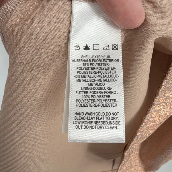 Dress The Population‎ Delilah Rose Gold Metallic Fit Flare Midi Dress S Glam - Image 5