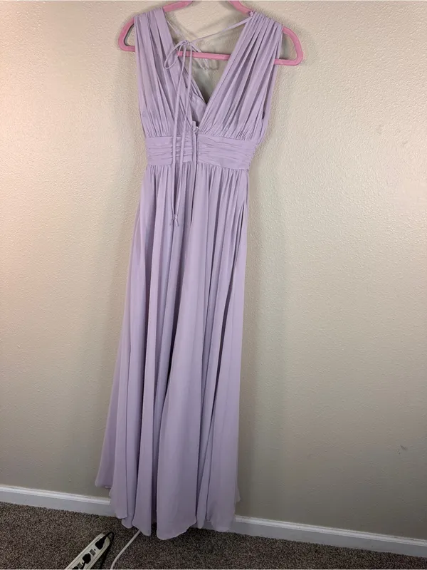 Morilee Purple Lavender Chiffon Maxi Bridesmaid Dress Womens XS Formal Prom - Image 5