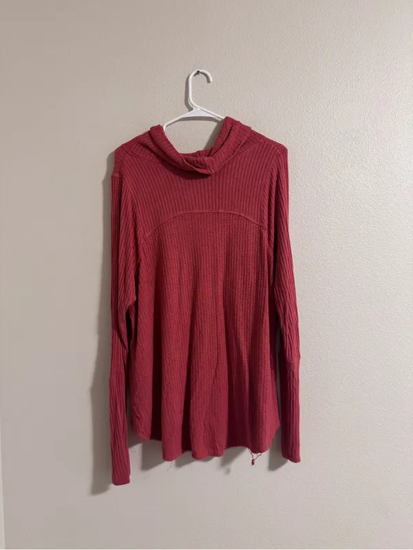 We the free Women's Cowl Neck Layered Waffle-Knit Sweater - Raspberry - Image 3