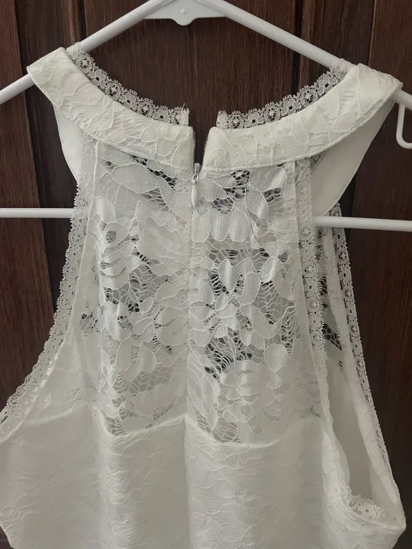 Women’s Gorgeous Allegra K White Satin Lace Med/ Length Dress Size M NWT - Image 8