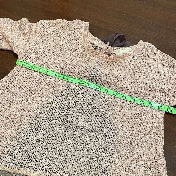 A’reve Blush Pink Lace and Ribbon Sweater Anthropologie - Image 4